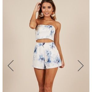 Showpo blue floral two piece set